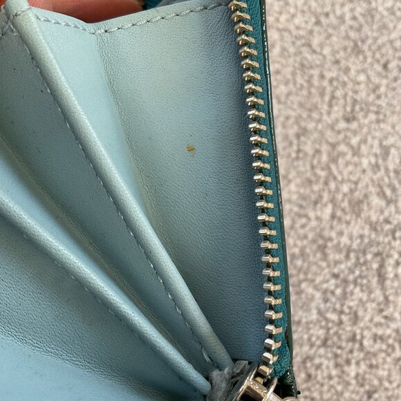 Coach Dark Turquoise Quilted Logo Zip Around Accordion Wallet - Picture 6 of 9